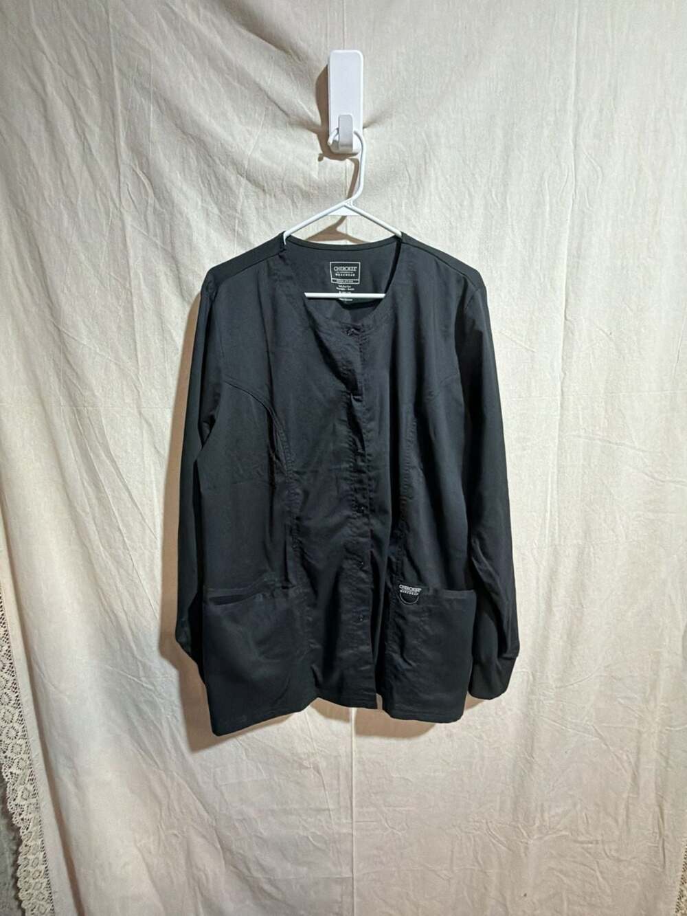 Cherokee Workwear Revolution Women's Snap Front Scrub Jacket Black Size XL